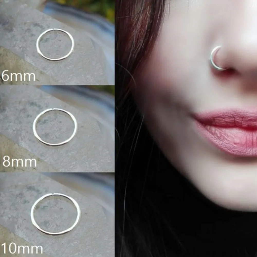 Fashion Stainless Steel Seamless Segment Rings Nose Hoops Ear Piercing Tragus Cartiliage Sexy Body Jewelry 241125