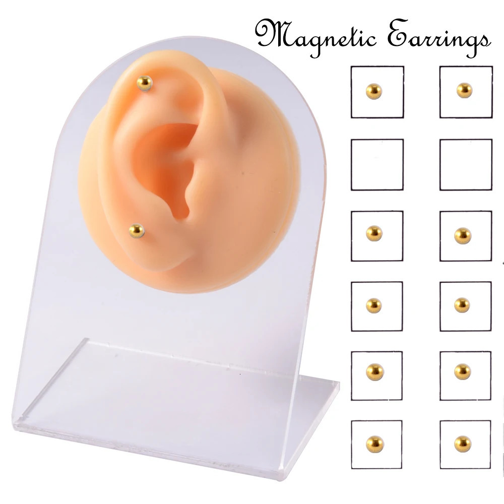 12PCSCard Cheater Non Pierced Magnet Ear Tragus Cartilage Lip Labret Stud Nose Ring Jewelry Magnetic Earring 241125