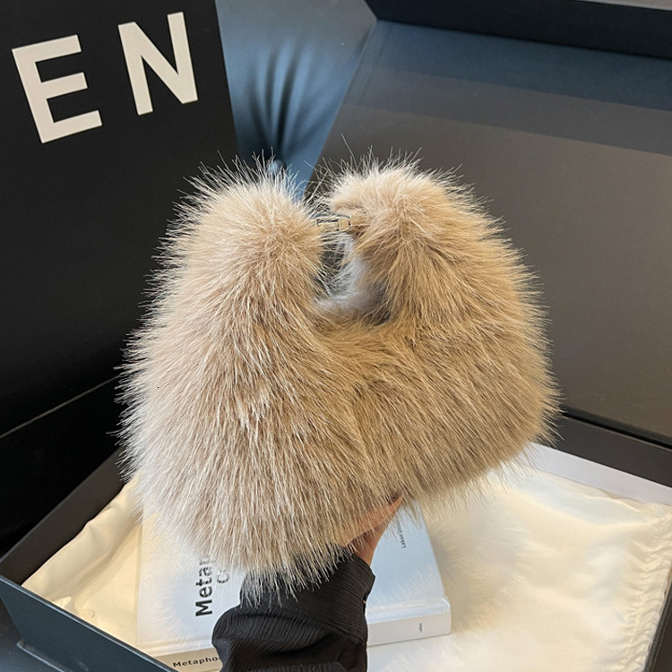 Chic Bags Fluffy Women Handbag Soft Crossbody Bags Solid Color Clutch Purse Winter Furry Warm Top-handle Bag Designer Handbags