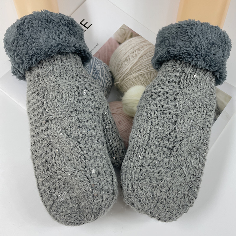 Manufacturer direct sales of women's knitted gloves with thick velvet and finger cots wholesale of winter outdoor warm woolen gloves