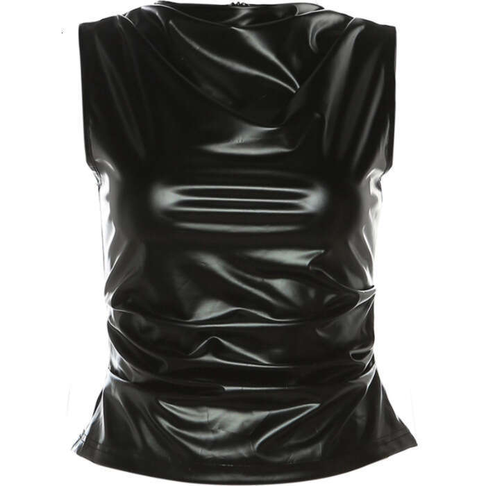 New Queen Cool Handsome Girl Up with Spicy Korean T-shirt Black Tank Sleeveless Waist Top 2024 Summer Dress