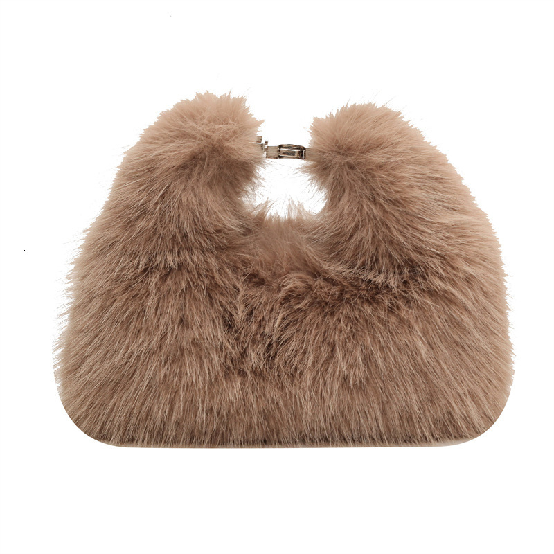 Chic Bags Fluffy Women Handbag Soft Crossbody Bags Solid Color Clutch Purse Winter Furry Warm Top-handle Bag Designer Handbags