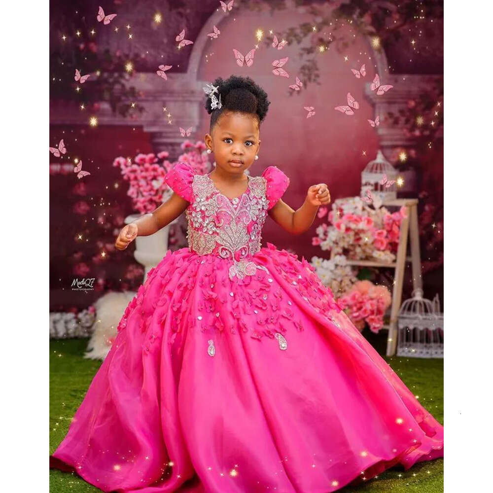 Dresses Fuia Crystals Ball Wer Gown Tulle V Neck Beaded Vintage Little Girl Peageant Dress Gowns Zj S 6660306