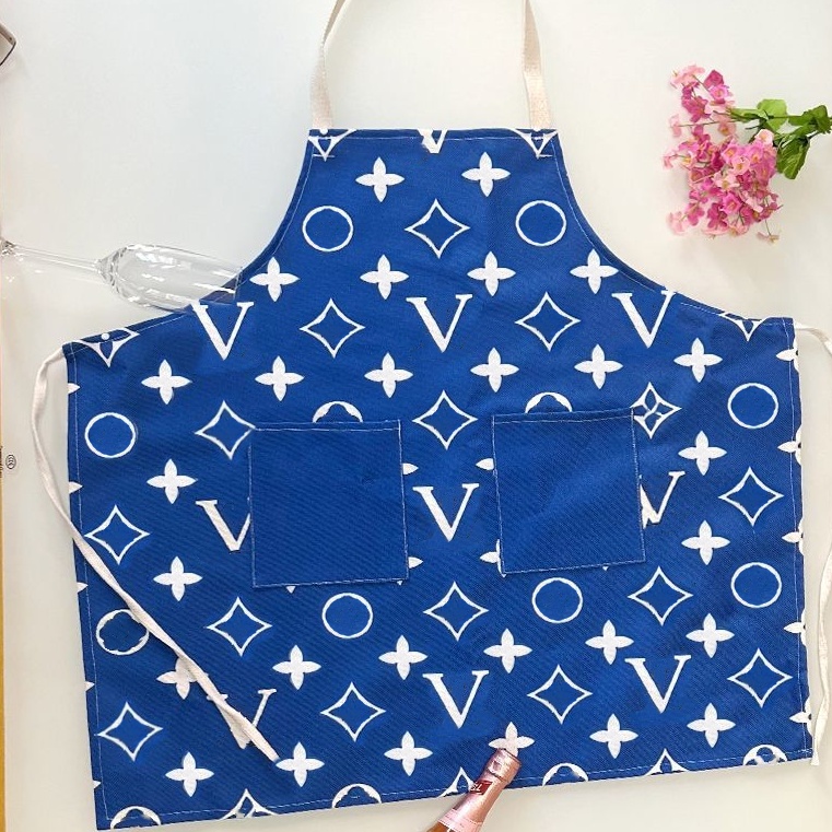 stampup fashion Designer Home kitchen cooking brown Old Flower Apron chef's work clothes barber shop household cleaning letter printing apron sta