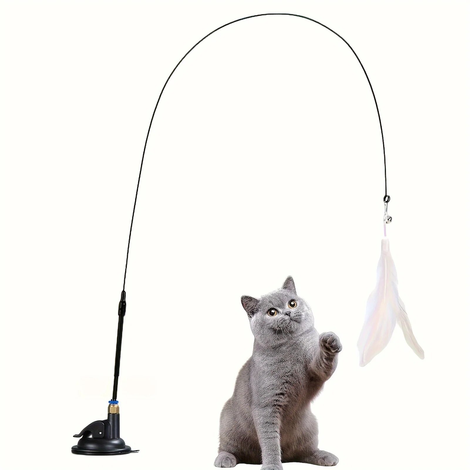 New Cat Teaser Toy Interactive Bell Feather Wand Long Suction Cup Pole for Exciting Playtime Adventures Ultimate Cat Toy