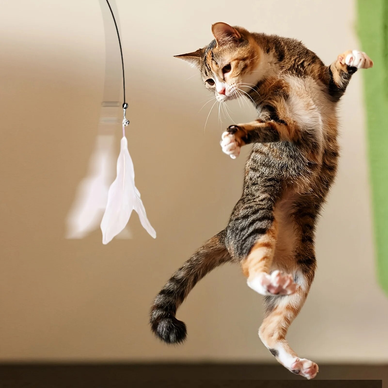 New Cat Teaser Toy Interactive Bell Feather Wand Long Suction Cup Pole for Exciting Playtime Adventures Ultimate Cat Toy