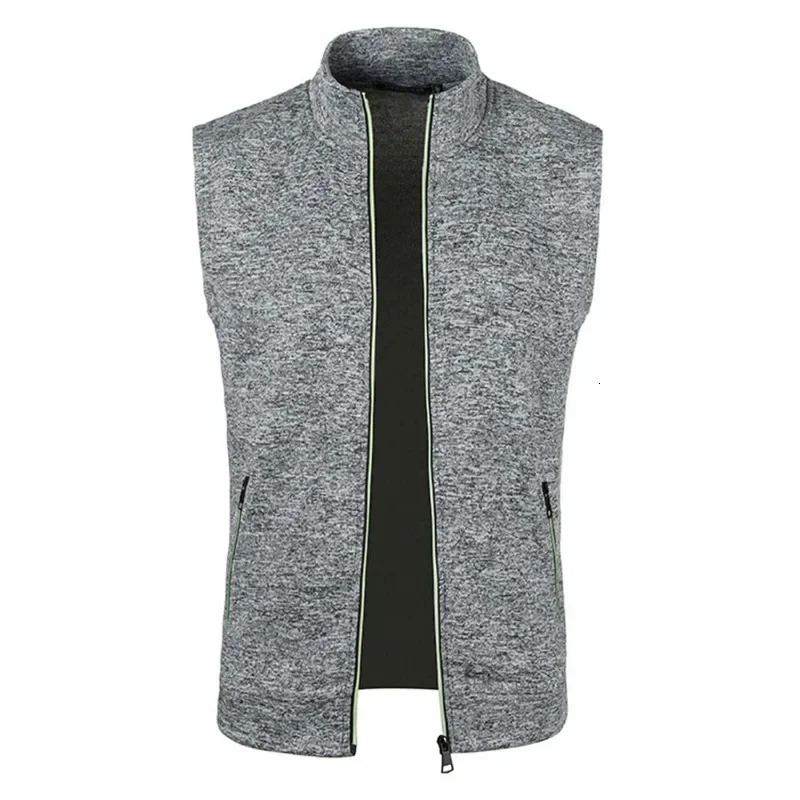 Autumn Mens Zipper Sleeveless Coats Outdoor Turtleneck Sweaters Breathable Solid Color Streetwear Jacket Vest Men Athletic Tops 241129