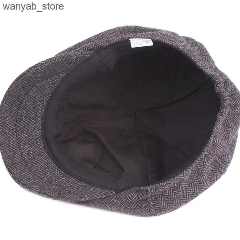 Berets Classic mens hat vintage mens hat vintage tweed Peaky Blinders Beret Hat plain weave mens hat L240910