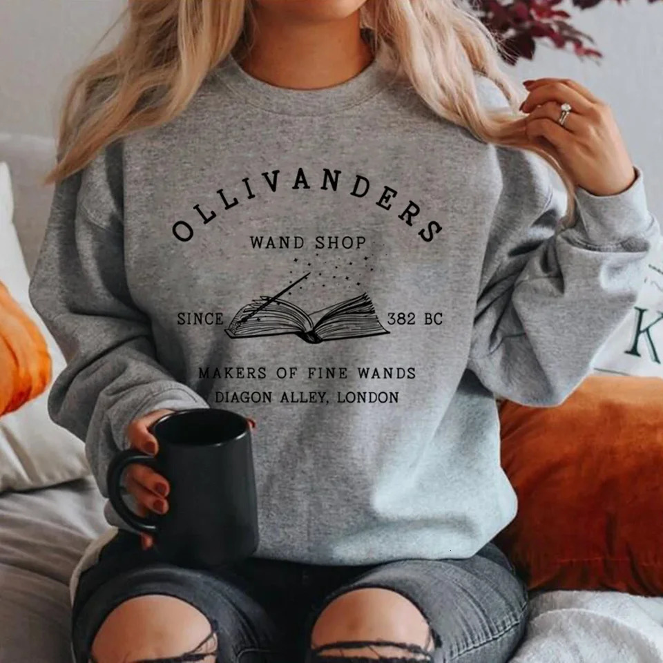 Wizard Book Shop Sweatshirt HP Sweater Magic Hoodie Long Sleeve Sweatshirts Nerd Pullover Fans Gift 241126