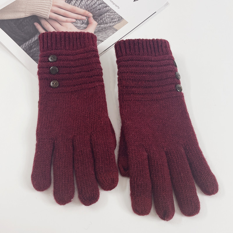 Warm gloves for autumn and winter knitted with plush and thickened touch screen wool gloves for cycling cold proof and anti slip cross-border Amazon