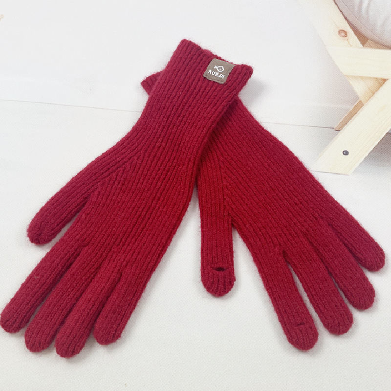 Elegant Winter Fine Wool Gloves for Women - Dual Functionality Touchscreen Knit Yarns with Durable Wind Protection