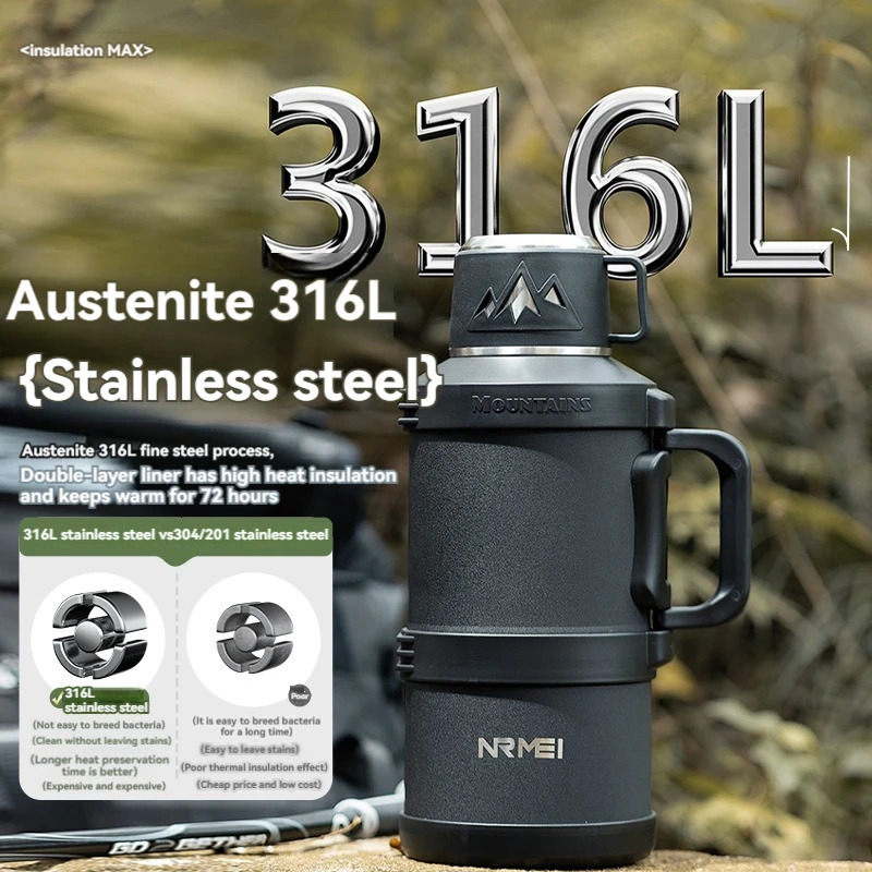 2L Thermos Insulated Water Bottle Stainless Steel Vacuum Flasks Large Tea BottleCold Outdoor Coffee Bottles 241128