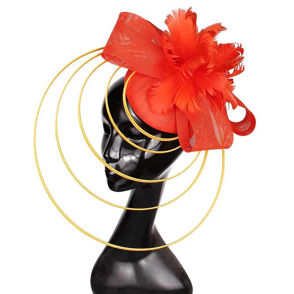 Wide Brim Hats Bucket Hats Elegant Ladies Wedding Fascinators Women Headwear Hair Clips With Fancy Feathers Party Tea Church Race Headdress Y240426