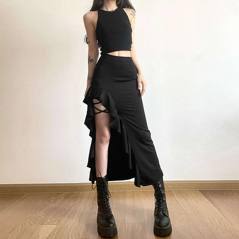Wind 2023 Spring/Summer Women's Fashion New Style Trendy Sexy High Waist Slim Fit Solid Color Irregular Half Skirt for Women