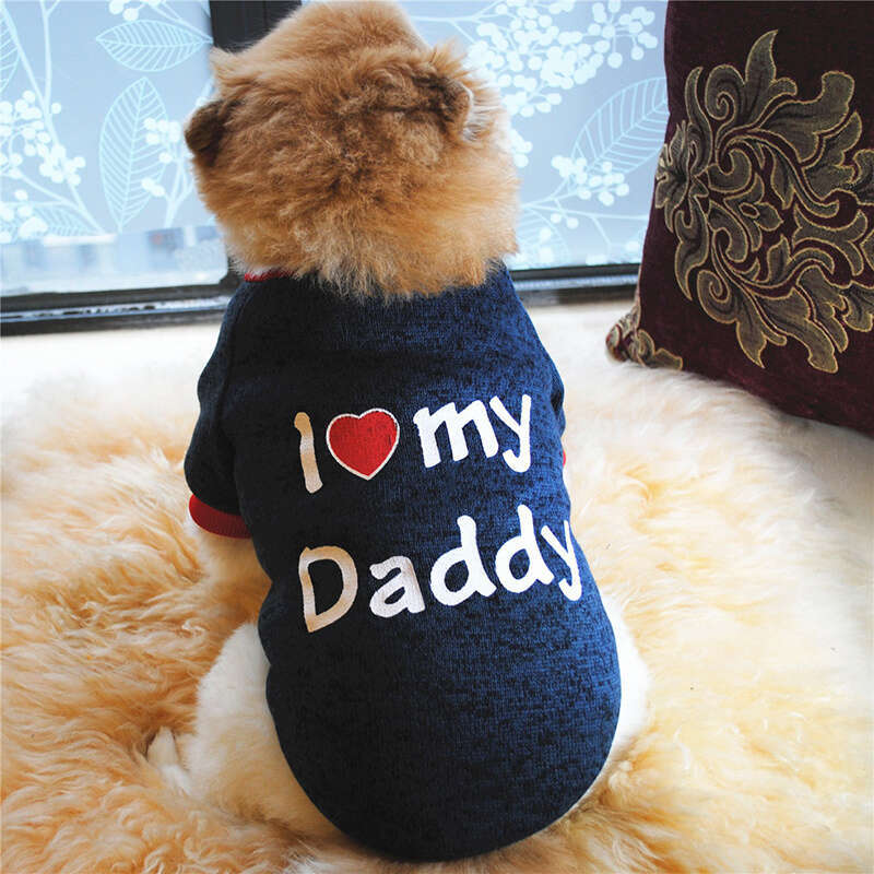 Toy Small Dogs And Cats - "I Mommy""I Love My Daddy", Soft Letter Print Pet Sweater