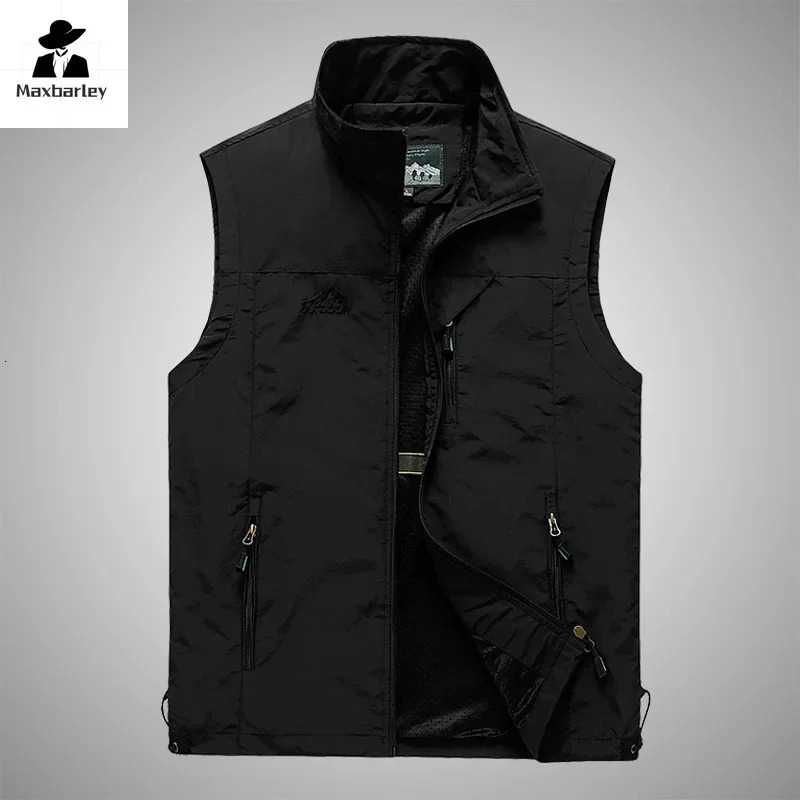 Autumn Men Waistcoat Outdoor Leisure Solid Sleeveless Jacket Young Middleaged Pography Fishing Casual Vest Male summer 241129