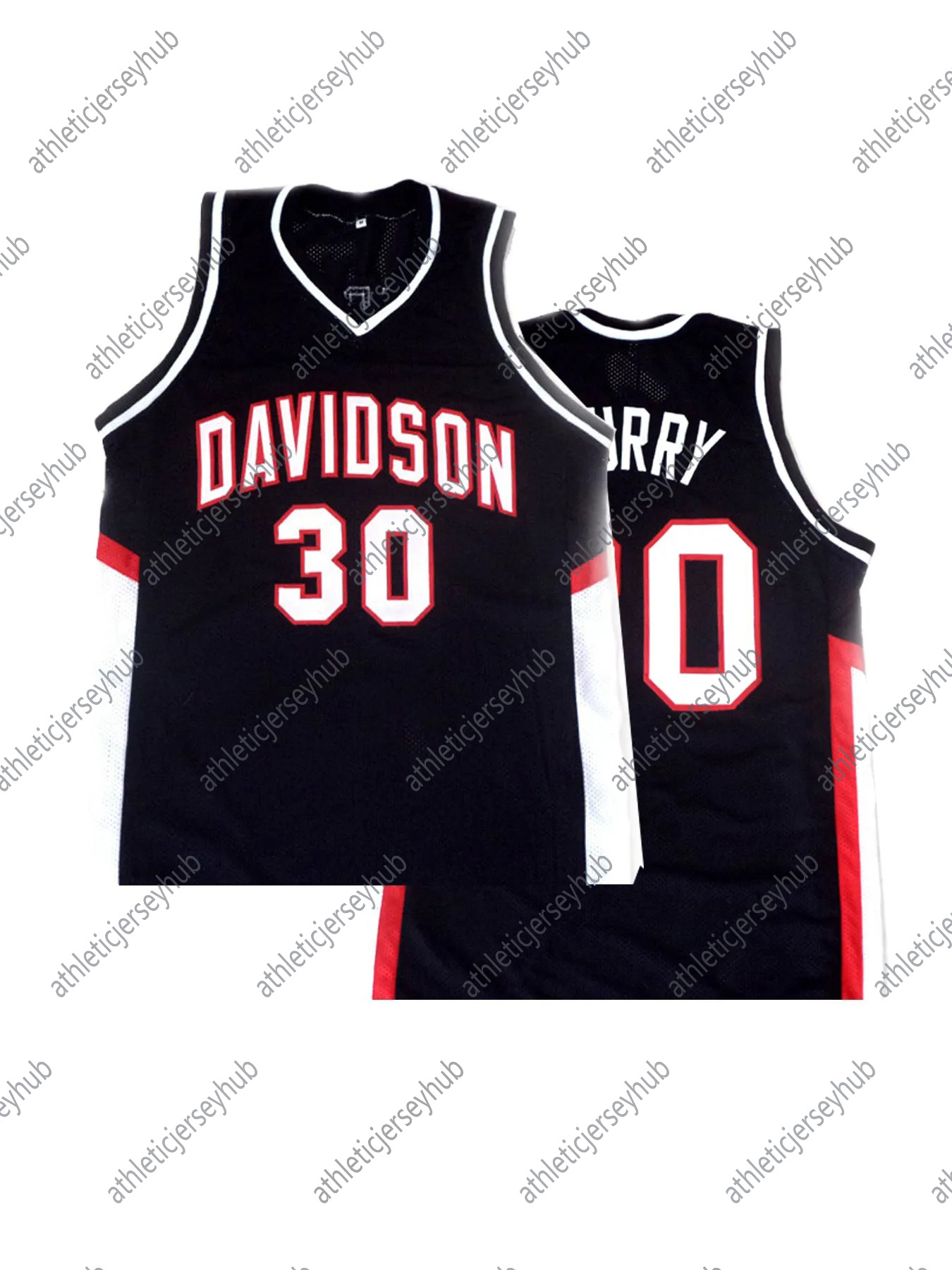 Polyester Davidson Number 30 Red Vintage Basketball Jersey, Sleeveless Loose-Fit Athletic Tank with Embroidered Letters and Numbers for Adults