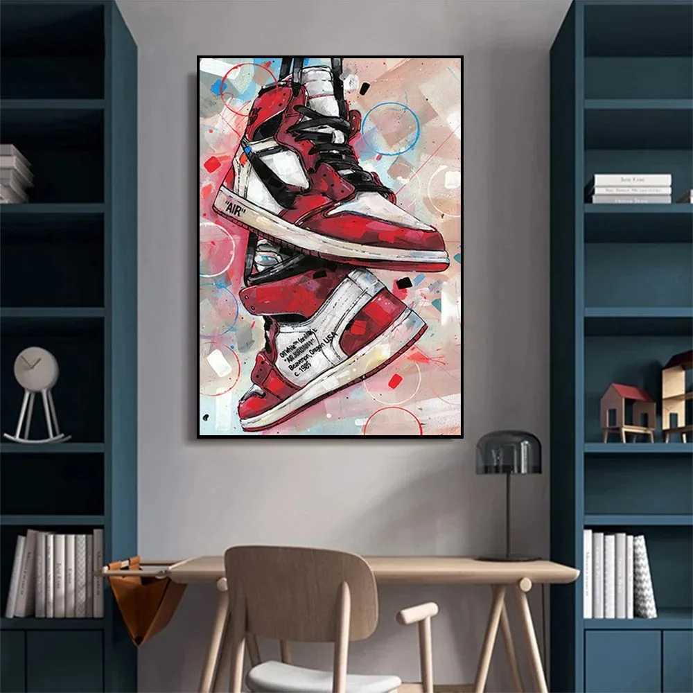 Graffiti fashion sneakers wall art posters ral modern home decoration canvas painting pictures printing gifts boys room decoration W241128