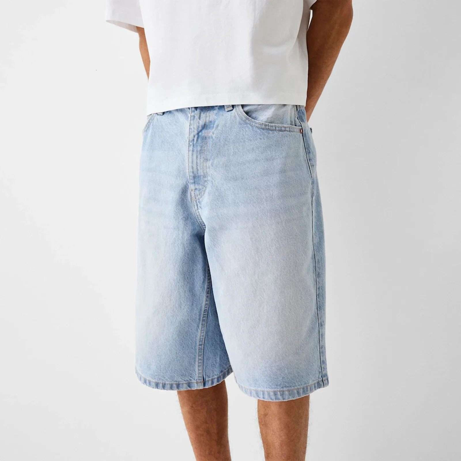 Baggy Jeans Shorts for Men Casual Loose Fit Wide Leg Denim Jorts Y2K Vintage Hip Hop Skateboard Long Male Streetwear 241126