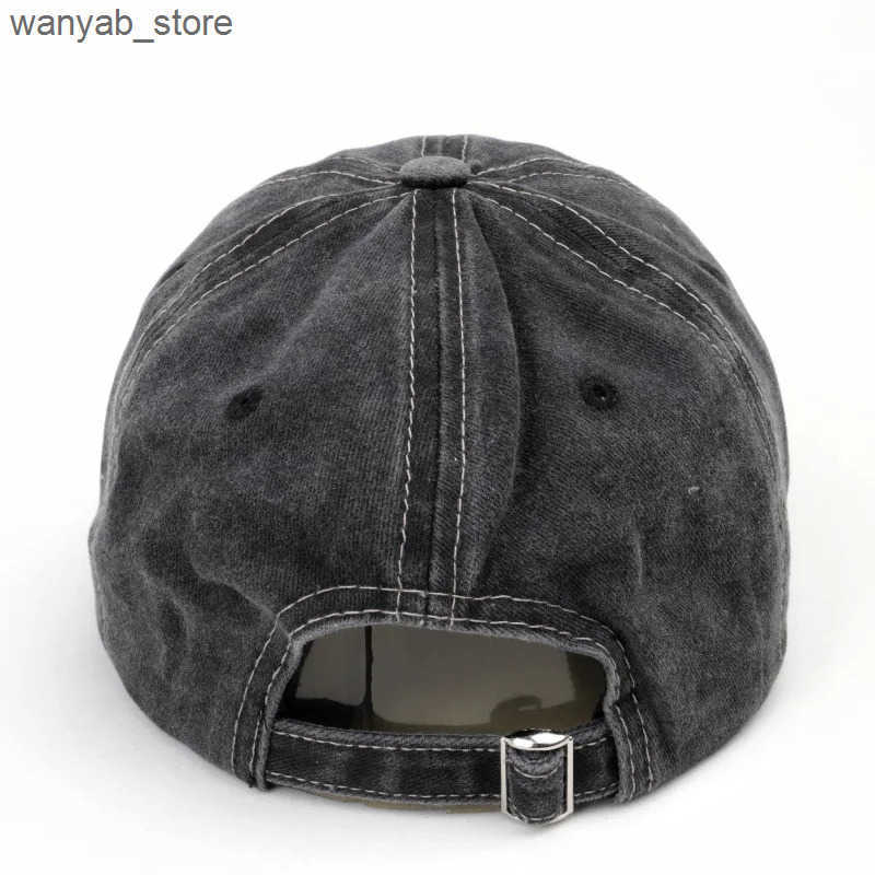 Ball Caps 2024 unisex washed cotton baseball cap with letter embroidery retro snap button hat for men and womens street clothing outdoor sports hat L2