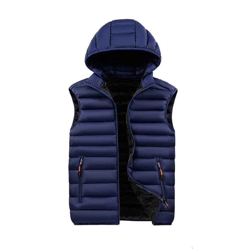 Men Autumn Casual Sleeveless Vests Jacket Mens Waistcoat Winter Fashion Waterproof Outwear Detachable Hat Vest Jackets Male 241129