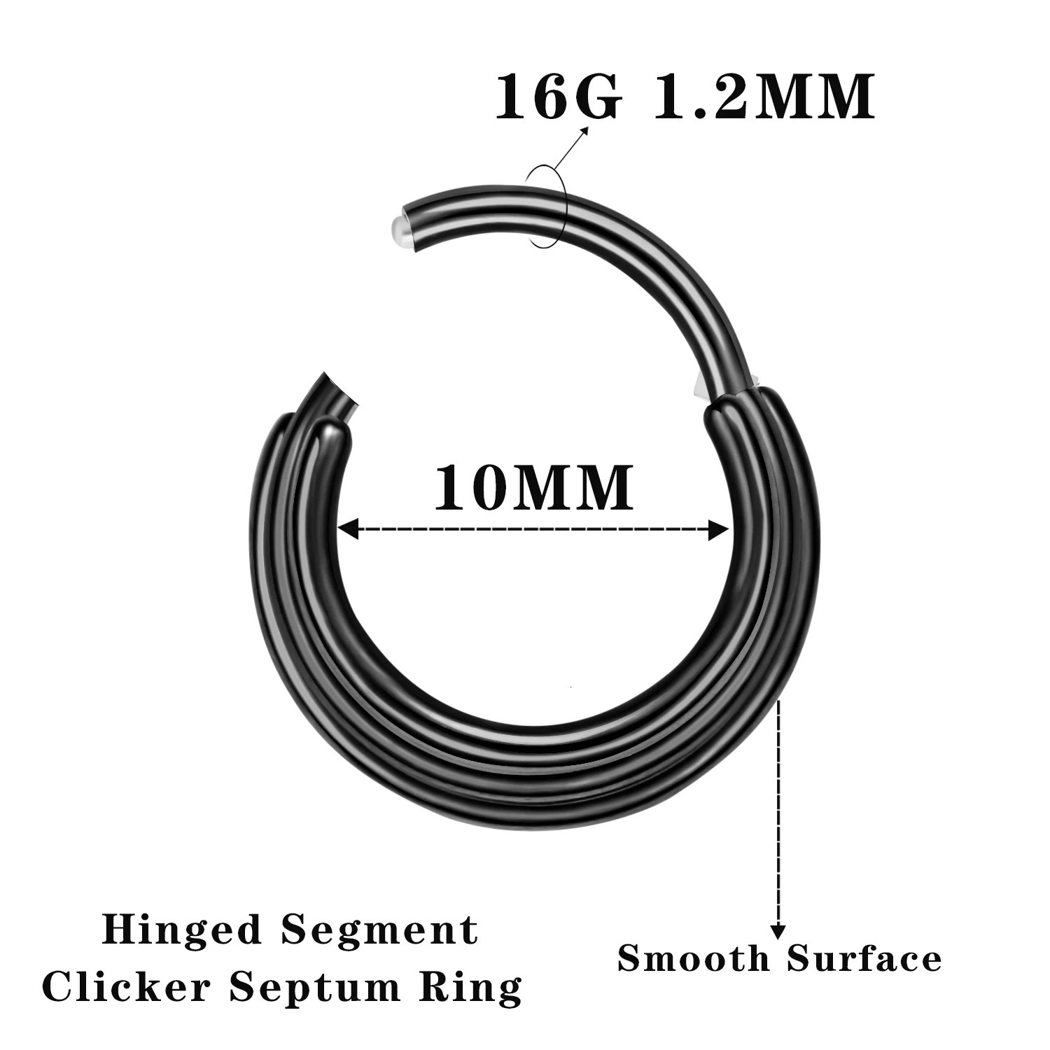 16G Hinged Septum Clicker Nose Ring Hypoallergenic Stainless Steel Hoop Daith Earring Piercing Jewelry 241125