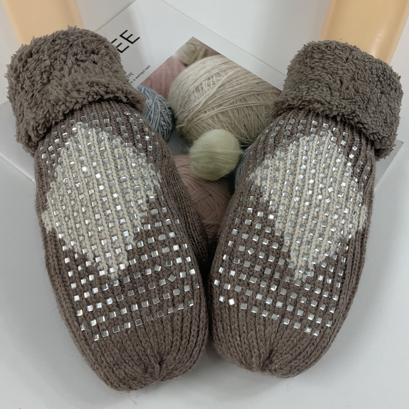 New autumn and winter gloves knitted hot drilled wool wrapped gloves warm thickened and plush knitted gloves