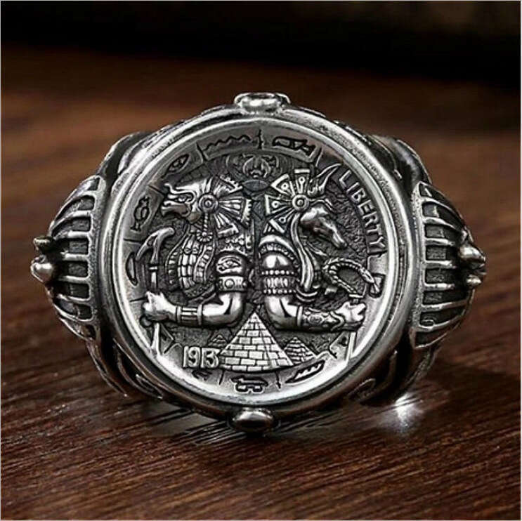 Hecheng New Horus Anubis Wanderer Ancient Egyptian Personalized Men's Ring