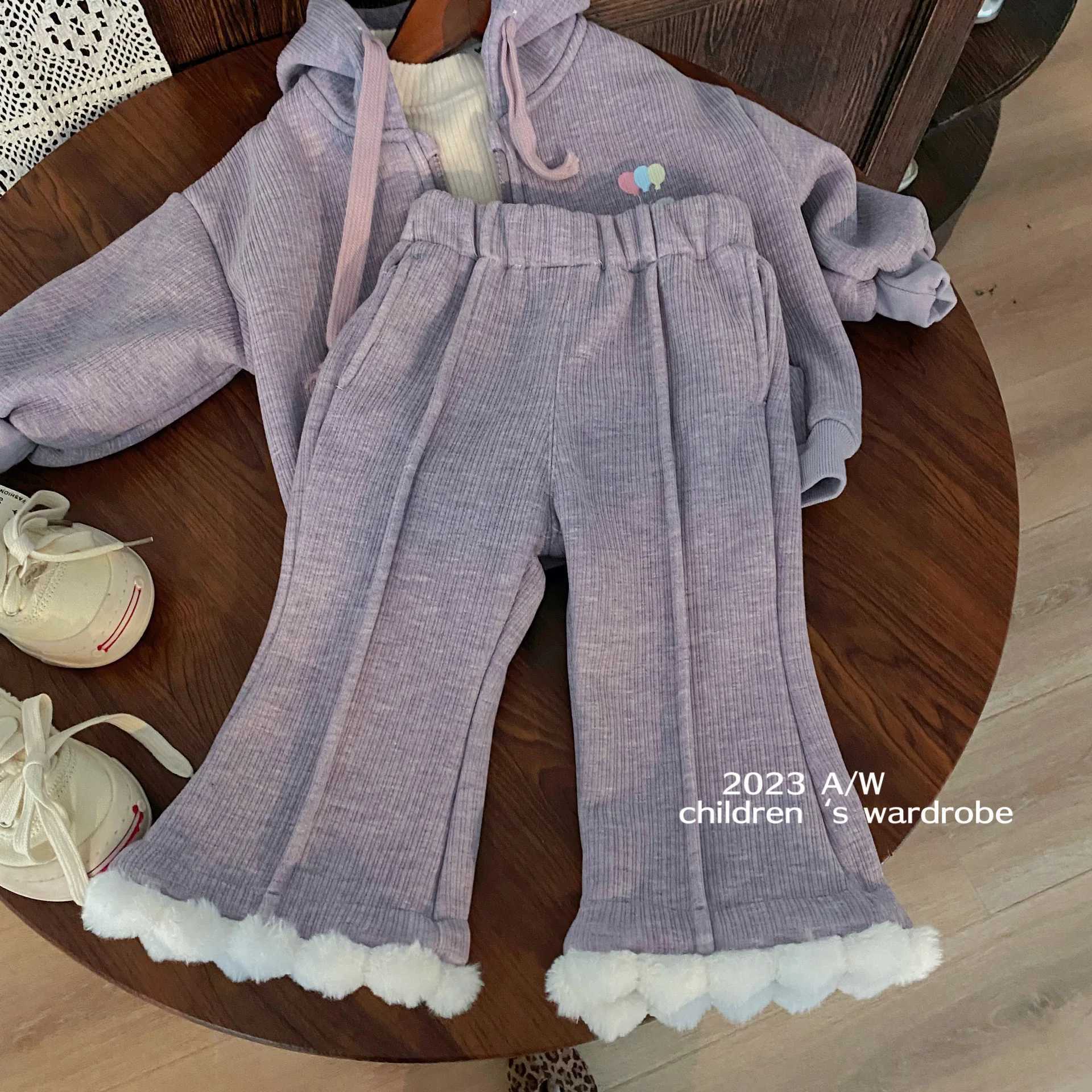 Clothing Sets Childrens Clothing Set Zipper Hoodie Jacket+Clock Bottom 2-piece Preschool Girls Clothing Baby Girls Clothing Set 1 to 7 Years Y241129CO