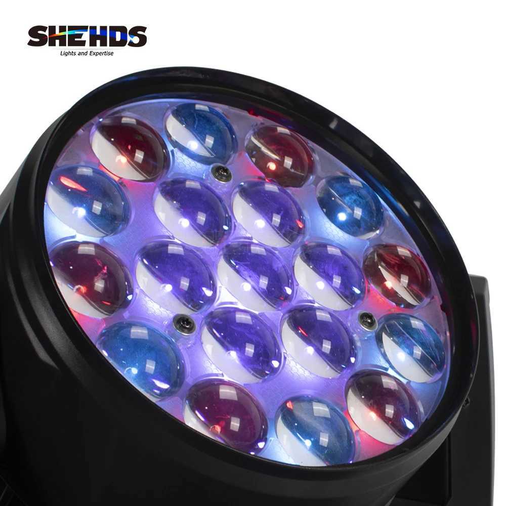 New LED 19x15W RGBW Beam+Wash Zoom Moving Head Light DMX 16/24 CH DJ Disco Part Church TV Studio SHEHDS Stage Effect Equipment Z241129