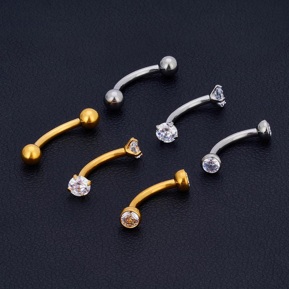 5Pcs G23 16G CZ Tragus Eyebrow Piercing Body Jewelry Labret Lip Ring Stud Earrings Septum Nose Rings Internal Thread 241125