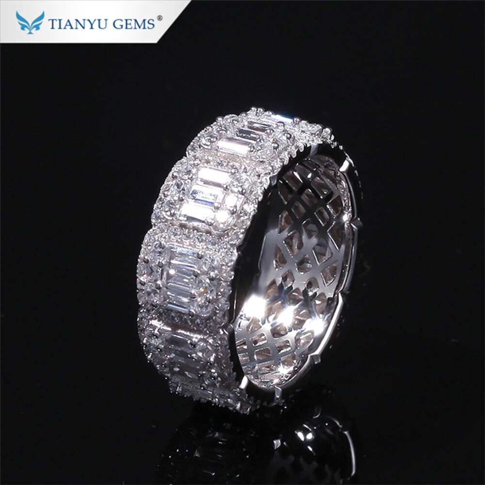 Tianyu Customized Hiphop Jewelry 6mm 8mm 10k Solid Gold Moissanite Diamond Mens Cuban Link Ring