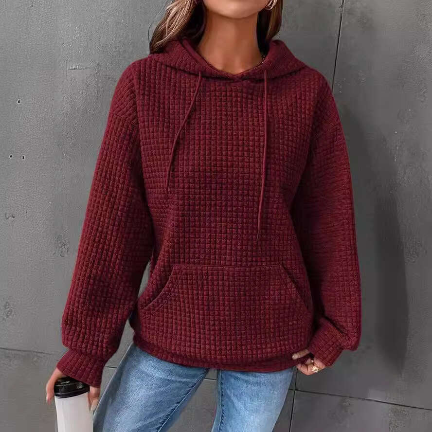Autumn Winter European And American Women's New Small Style Round Neck Hooded Long Sleeved Sweatshirt Solid Color Trendy Clothing Fashionable Cas