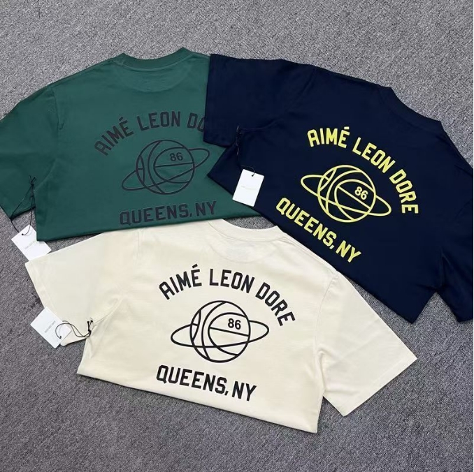 Designer T Shirt Fun Printing Leons Dore Loose Casual Cotton Short Sleeve Couple Summer Retro Shirt Graffiti Dark Blue Dark Green French Grey Bx