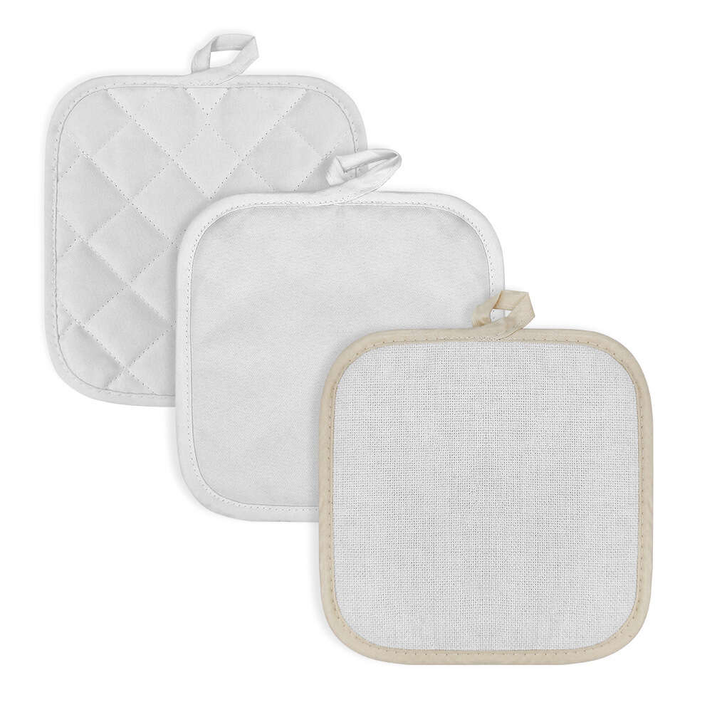 8 inch Linen Sublimation Pot Holder Blank Customized Printing Kitchen Cookware Sublimated Pot Holders