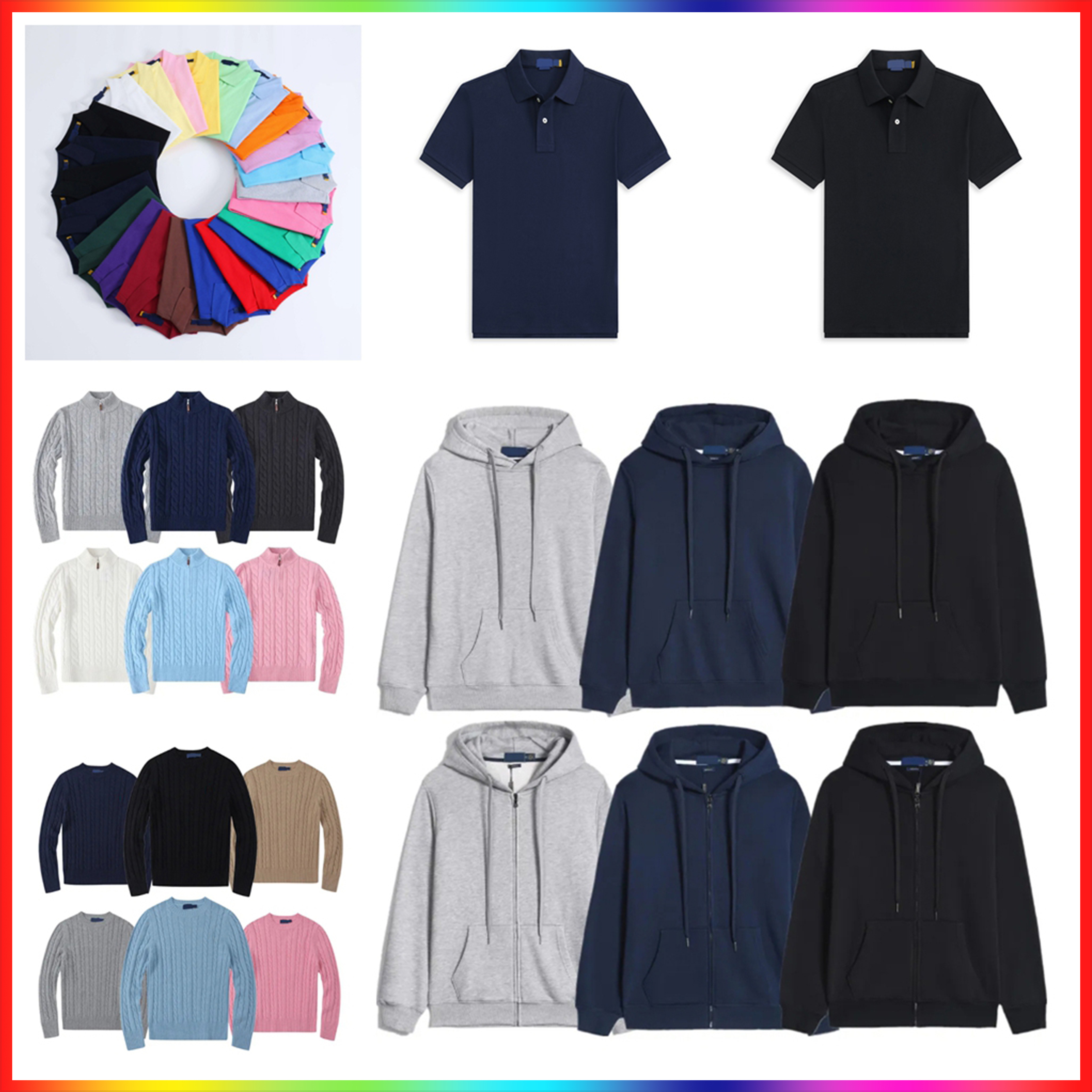 24ss Designer Knit Sweater Quarter Zip Men's Sweaters small horse womens Cardigan sweaters hoodie round neck sweater polo Tees embroidery hoodies