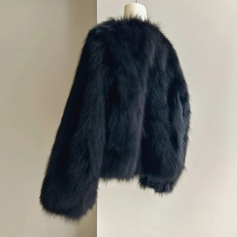 Womens Faux Fur Coat Short Jackets Long Sleeve Fluffy Lady Outwear Covered Button Women Streetwear N11071 241121Z