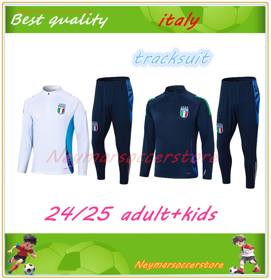 2024 2025 Italy tracksuit survetement half zip Training suit soccer 24 25 Italia man and kids football tracksuits set jacket chandal futbol italiana sportswear