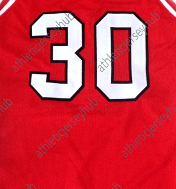 Polyester Davidson Number 30 Red Vintage Basketball Jersey, Sleeveless Loose-Fit Athletic Tank with Embroidered Letters and Numbers for Adults