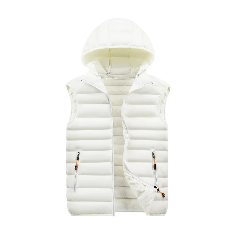 Men Autumn Casual Sleeveless Vests Jacket Mens Waistcoat Winter Fashion Waterproof Outwear Detachable Hat Vest Jackets Male 241129