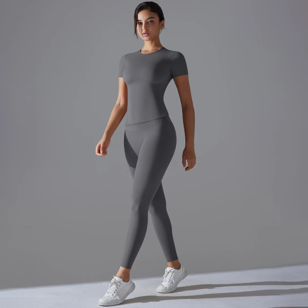 QuickDrying Gym Leggings Set Yoga Suit Sports Sleeve Breathable Stretchy GYM Slim Fitness Active Top Tight Pant 241125