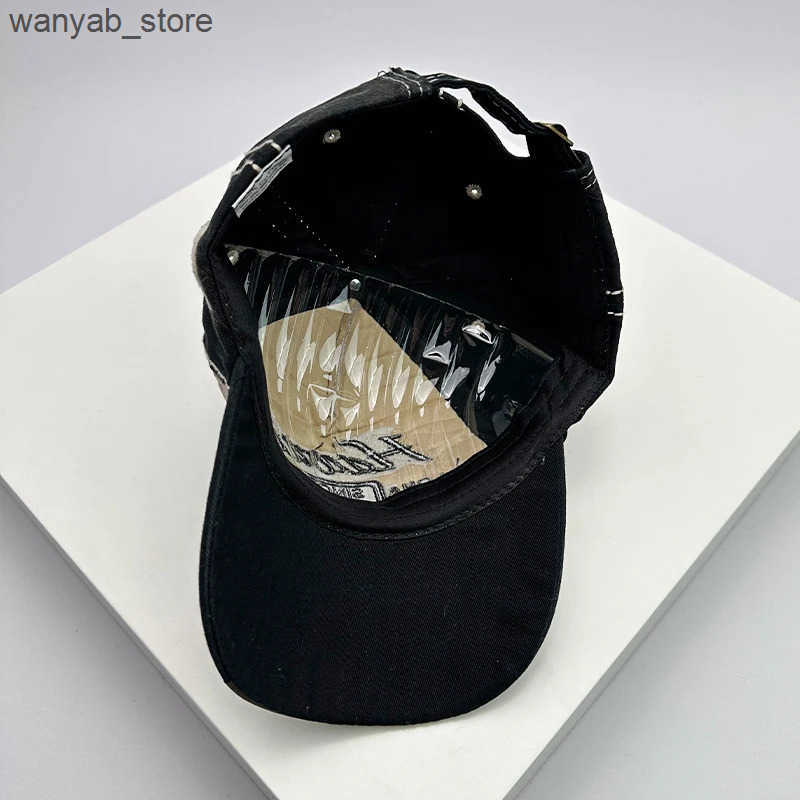 Ball Caps Korean retro washed mens and womens baseball cap cotton buckle cap embroidery new version fashionable letter casual Distress L240910