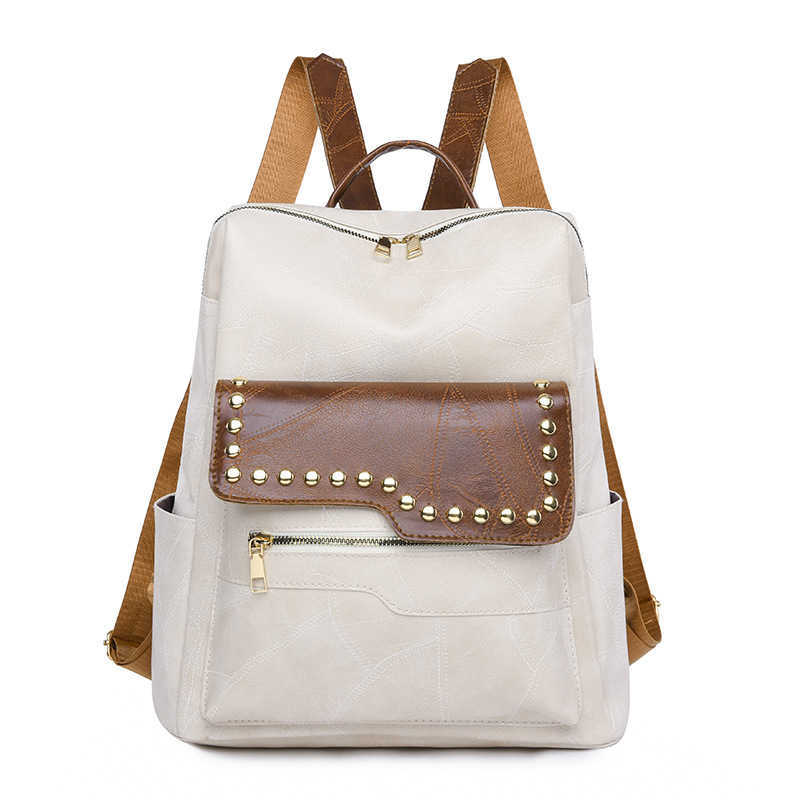 Women's backpack PU soft leather bag large capacity women's backpack casual backpack women's bag 241129