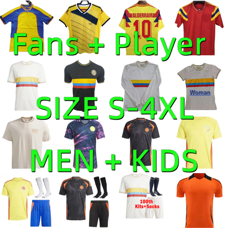 2024 Colombia Richard Rios soccer jerseys 24 25 JAMES LUIS DIAZ football shirt maillot de foot camisetas de futbol 1990 2001 2014 Retro Valderrama Player version kids