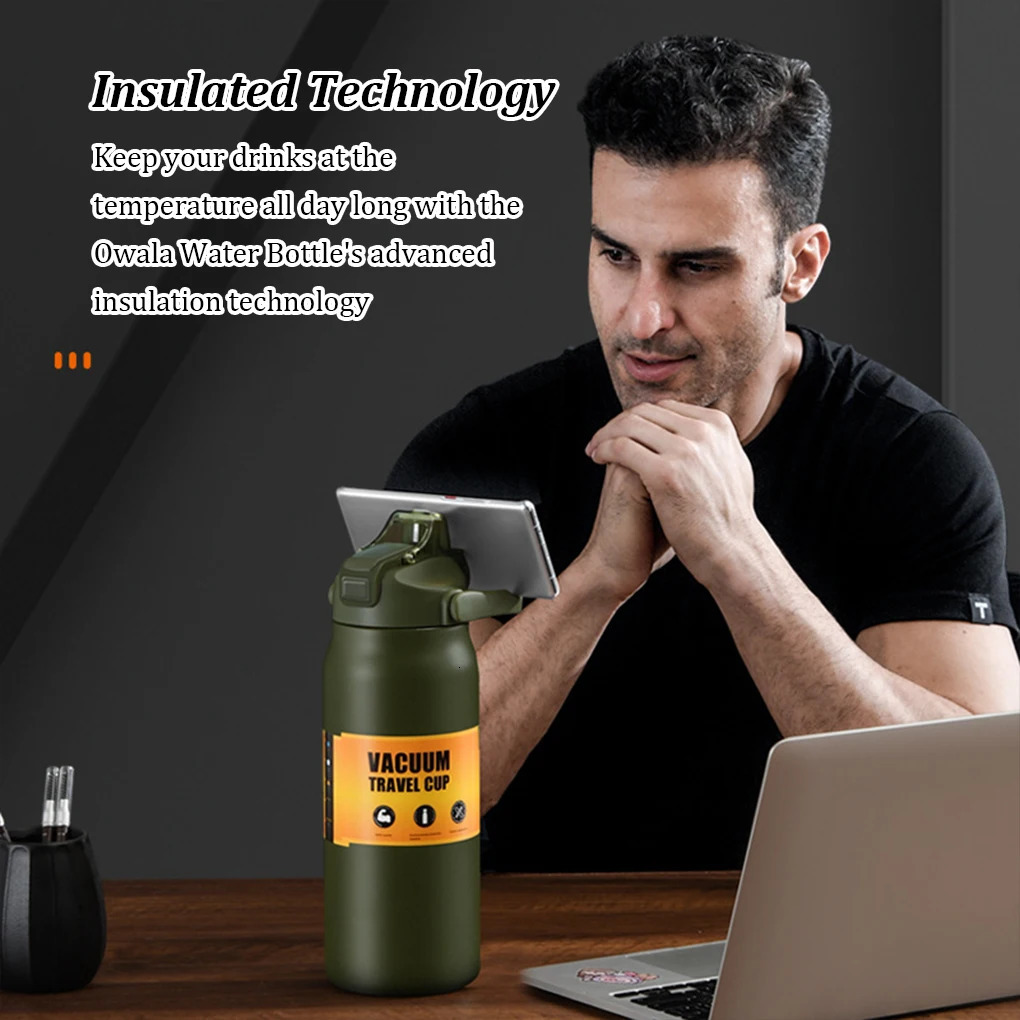 Cold and Thermos with Straw 304 Stainless Steel Thermal Mug Tumbler Vacuum Flasks Coffee Cup Sports Water Bottle 241128 W260226