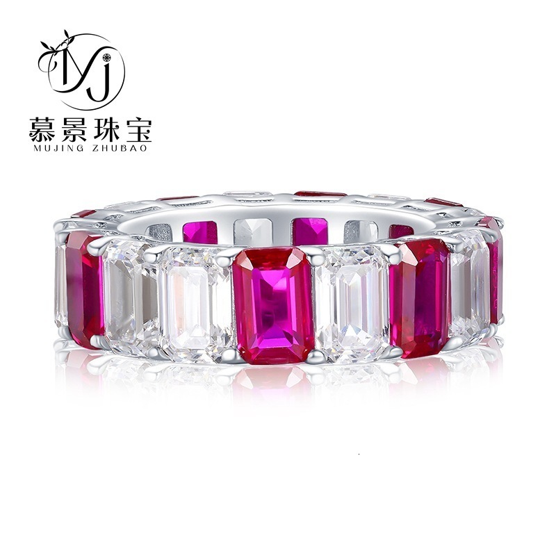 Lovers Ruby Diamond Ring 100% Real 925 sterling silver Party Wedding band Rings for Women Men Engagement Jewelry Gift 240624