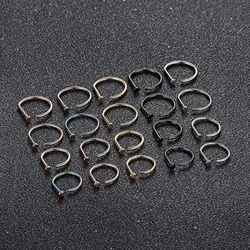 8mm Curved Barbells Nose Piercing D Shaped Tragus Helix Stud Earring Hoop Septum Stainless Steel Ring Nostril Body Jewelry 241125