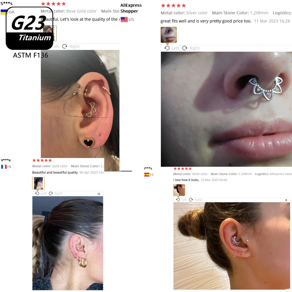 ASTM 36 G23 Piercing Nose Ring Hoop Earring lip ring Body Jewelry Cartilage Tragus Diaphragm Hing 241125