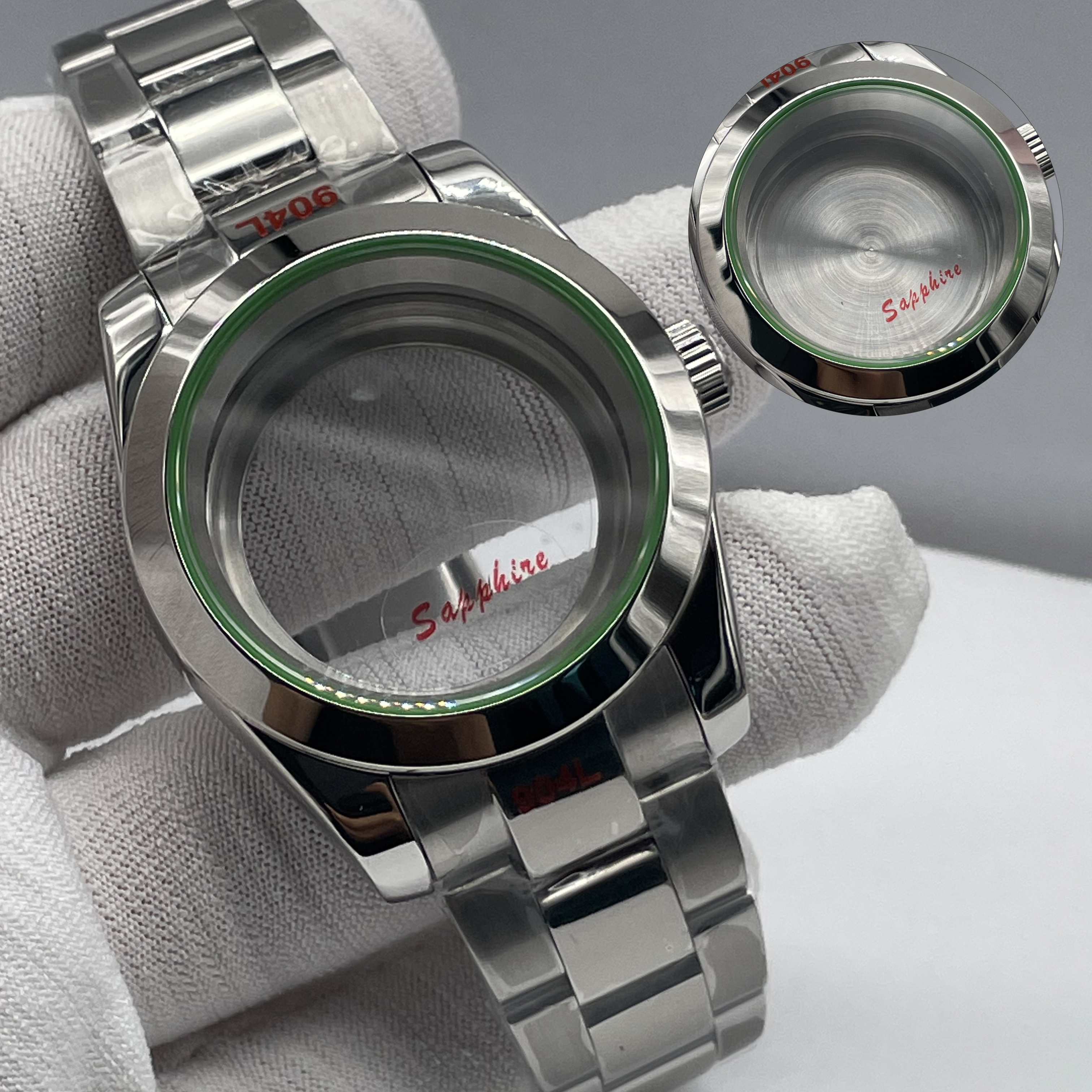 40mm no date window case with date window Men Watch case Fit 28.5mm-29.3mm dial Solid 316L stainless steel Sapphire Glass NH35 NH36 NH34 NH38 NH39 NH7