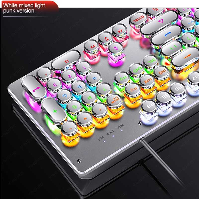 Retro punk mechanical keyboard e black brown switch 104 key USB wired gaming keyboard RGB backlit PC laptop gaming console Y241126